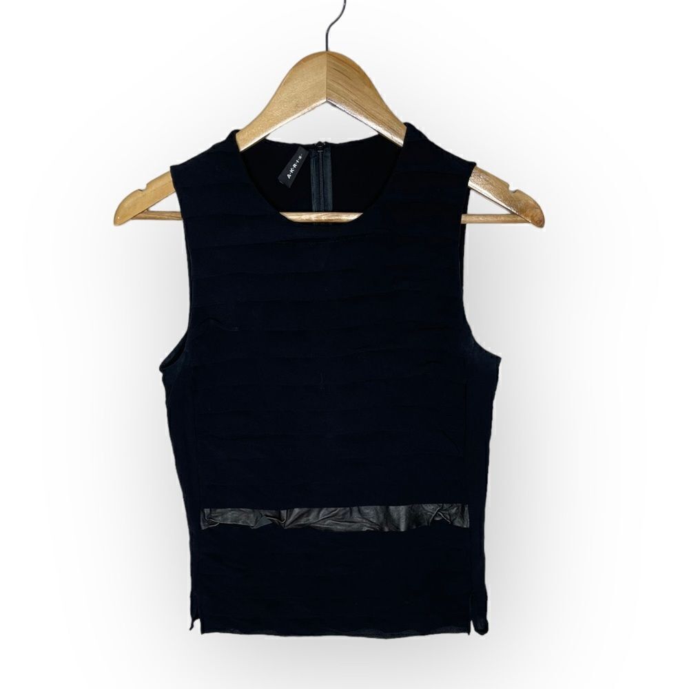 AKRIS Black Silk Sleeveless Tiered Blouse Top - US 8